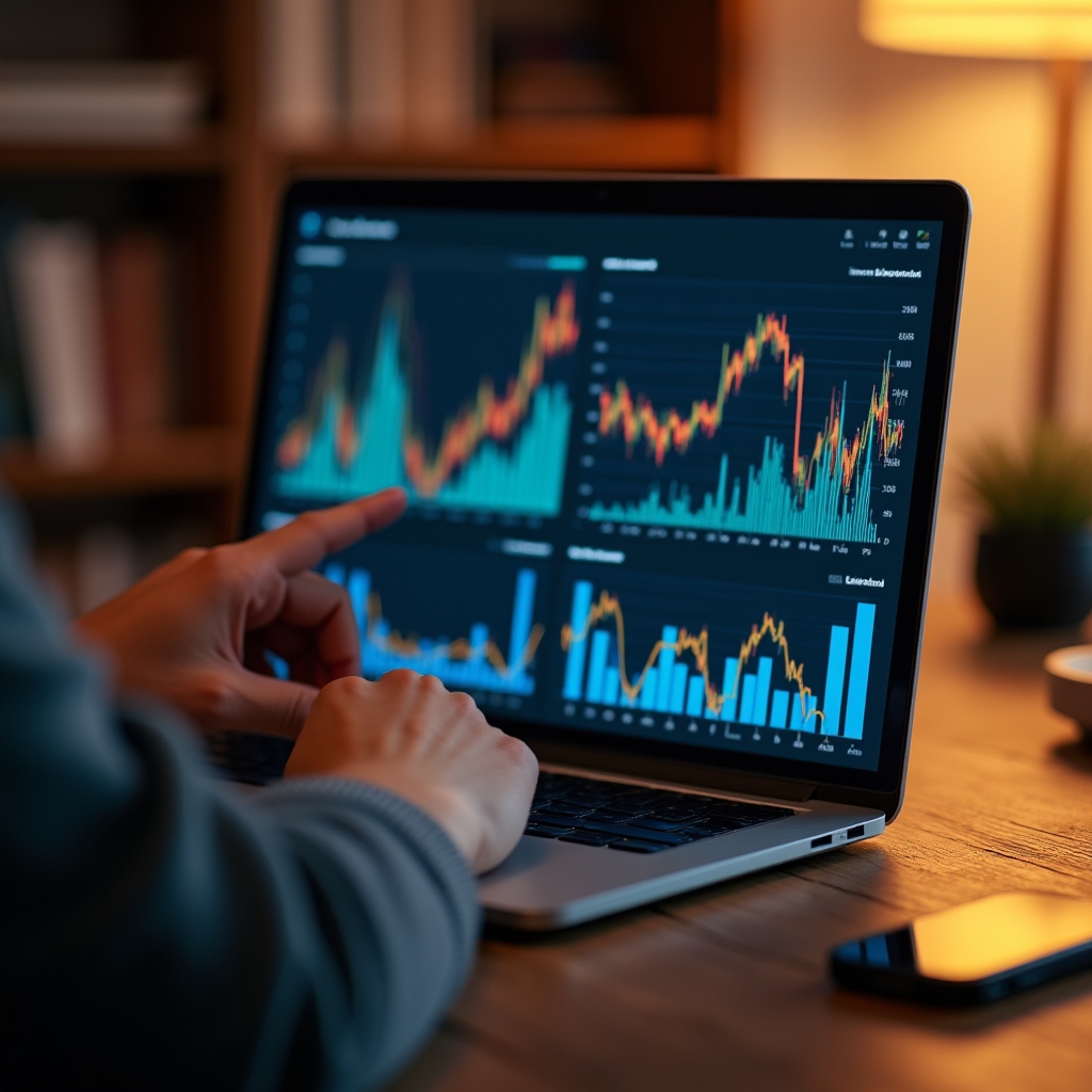 Primo piano su schermo laptop con grafici durante l'analisi della matrice di priorità
